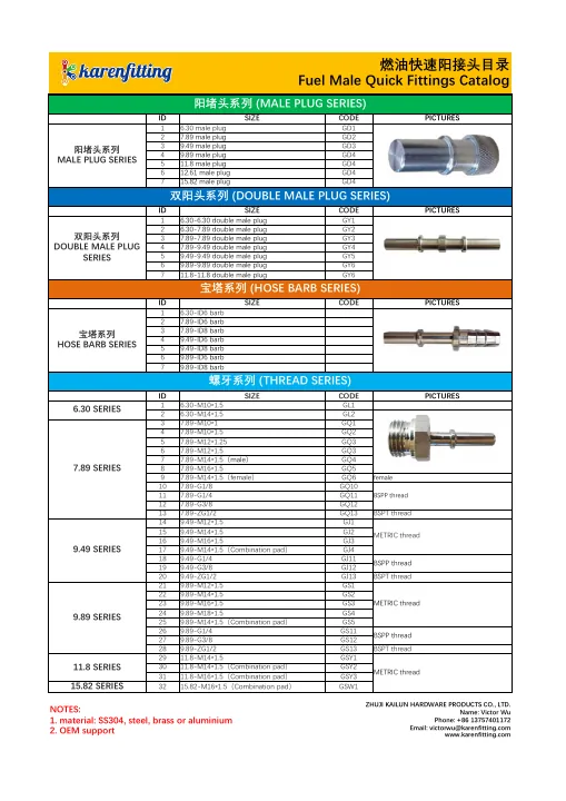 First page of KarenFitting Fuel Male Quick Fittings Catalog 2025.pdf